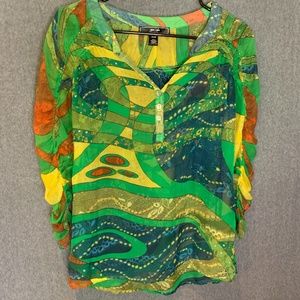 Ya-Da Abstract Sheer Blouse